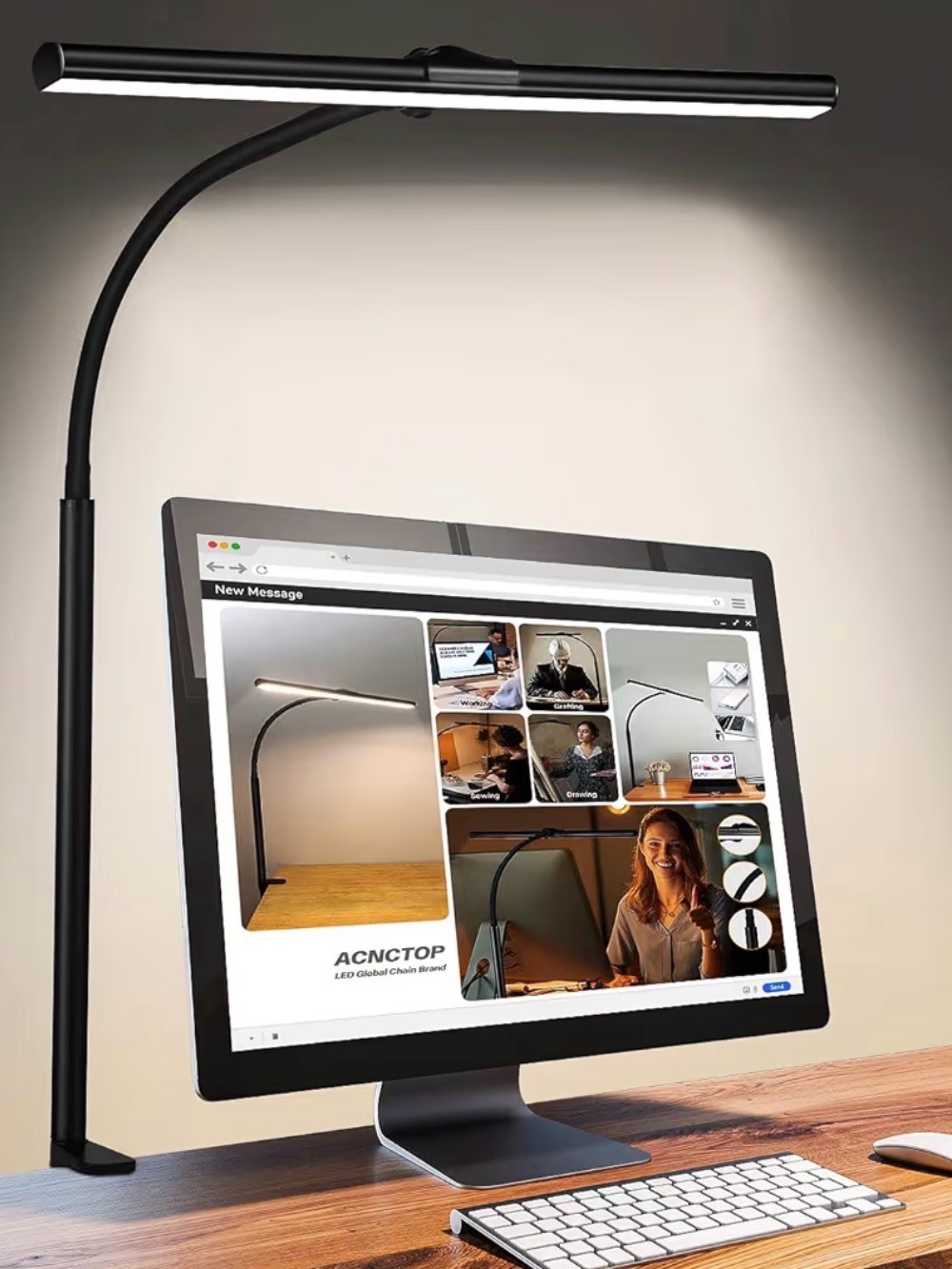 Black LED Monitor Clamp Desk Lamp